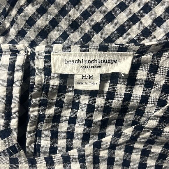 BEACH LUNCH LOUNGE GINGHAM RUFFLE 3/4 SLEEVE MIDI DRESS MEDIUM - Picture 9 of 15